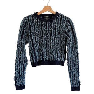 COCCOLE BLUE KNIT WOOL FLUFFY PULLOVER CROPPED SWEATER WOMENS SIZE MEDIUM
